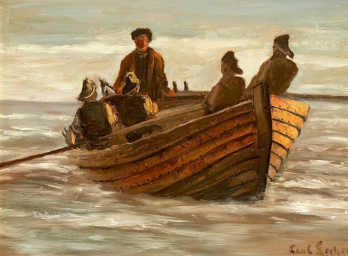 Fishermen in a small boat., 1892, Carl Locher