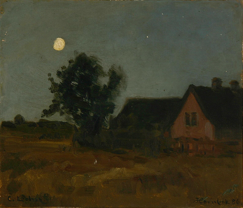 A house at Hornbæk in moonlight., 1886, Carl Locher