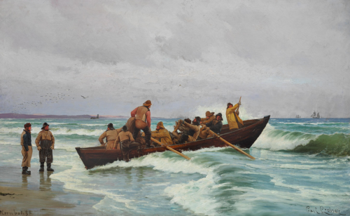 The lifeboat is heading out., 1884, Carl Locher