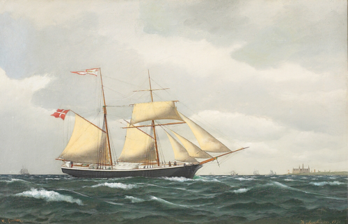A topsail schooner., 1871, Carl Locher