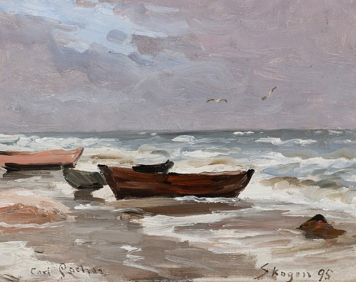 Skagen Sønderstrand. Storm., 1895, Carl Locher