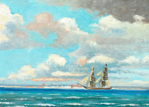 A brig off a coast., 1892, Carl Locher