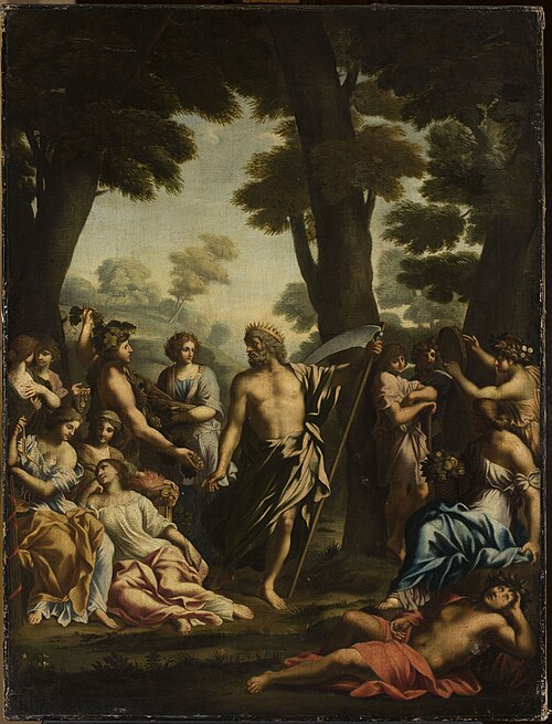 Saturn and muses, , Giovanni Francesco Romanelli