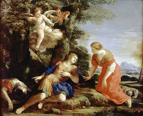 Angelica encountering the wounded Medoro, , Giovanni Francesco Romanelli
