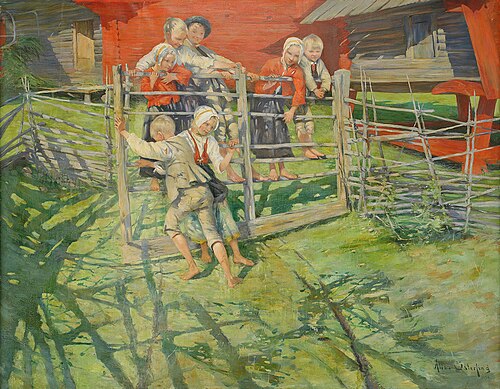 Lekande barn - sommar på fäbodvallen, 1890, Allan Österlind