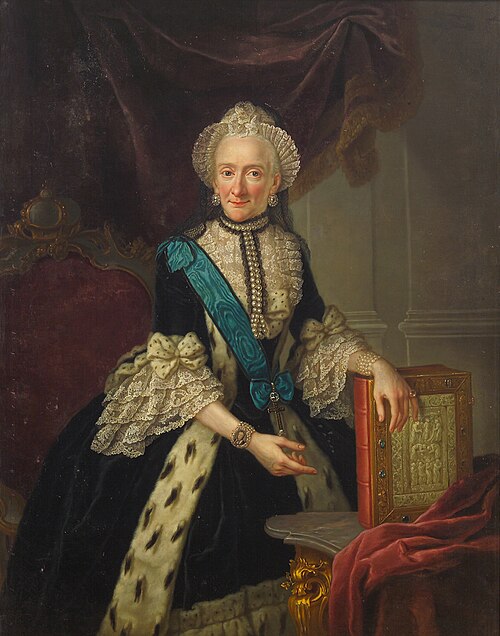 Therese Natalie (1728-1778) von Braunschweig - Wolfenbüttel als Äbtissin von Gandersheim, Kniestück, 1773, Anna Rosina de Gasc