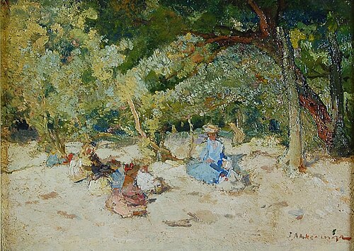 Scheveningse bosjes schilderij, 1905, Johannes Evert Akkeringa