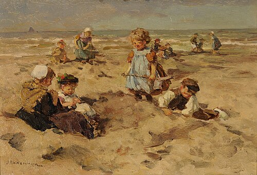 Children on the Beach, 1892, Johannes Evert Akkeringa
