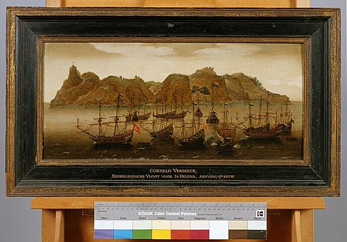 Een retourvloot ter rede van St. Helena, 1621, Cornelis Verbeeck