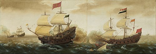 A Naval Encounter between Dutch and Spanish Warships, 1618, Cornelis Verbeeck