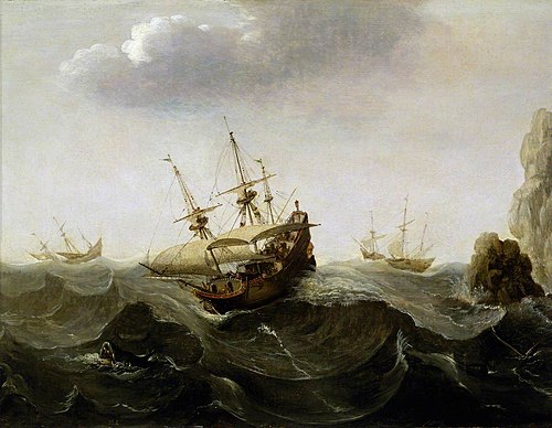 A Ship in a Rough Sea, 1620, Cornelis Verbeeck