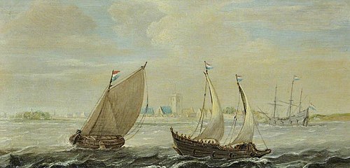 A Yacht and a Small Vessel Underway off a Dutch Harbour, 1620, Cornelis Verbeeck
