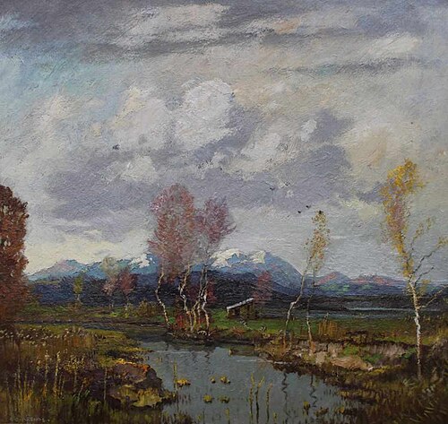 Vorgebirgslandschaft mit Bachlauf, , Carl Oskar Arends