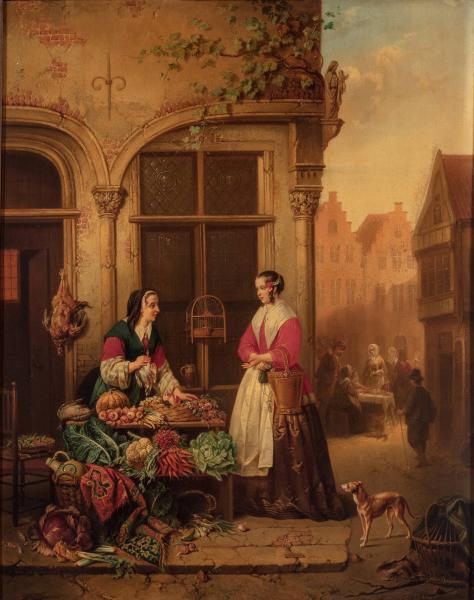 Market in Holland, 1863, Alexis van Hamme
