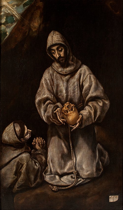 St Francis and Brother Leo Meditating on Death, 1610, Le Greco
