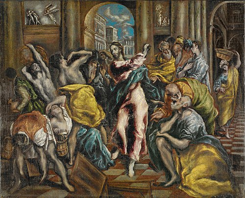 Christ Driving the Money Changers from the Temple, 1600, Le Greco