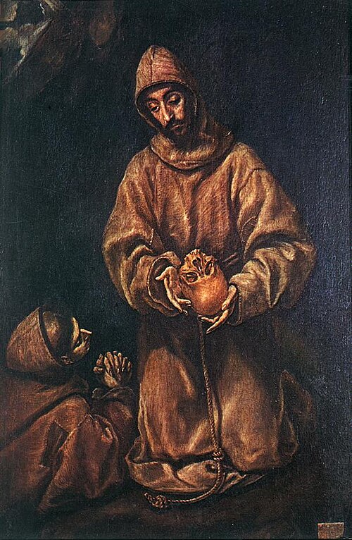 St Francis and Brother Leo Meditating on Death, 1610, Le Greco