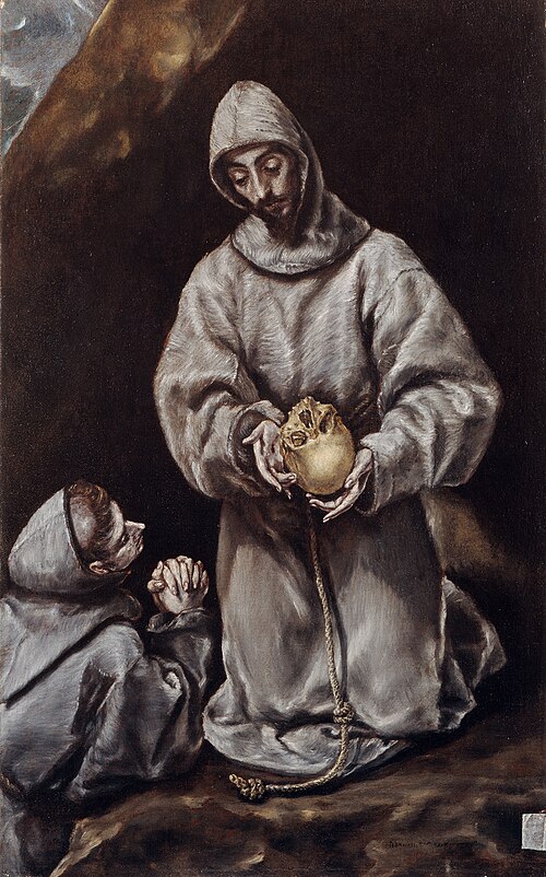 St Francis and Brother Leo Meditating on Death, 1610, Le Greco