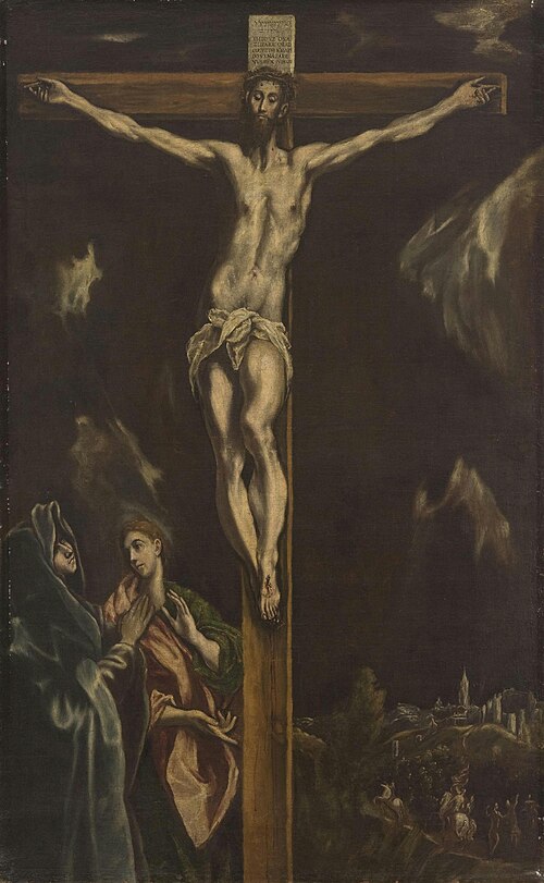 Crucifixion with the Virgin Mary and Saint John the Evangelist, 1600, Le Greco