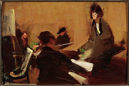 Evening in the studio, sketch, 1906, Konrad Krzyżanowski
