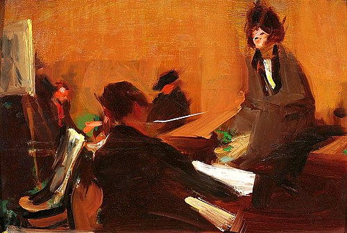 The Evening in the studio., 1906, Konrad Krzyżanowski