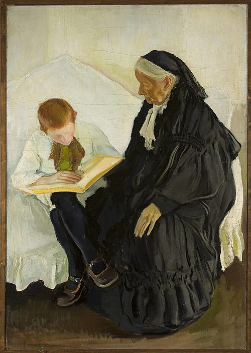 Grandma and grandson., 1915, Konrad Krzyżanowski