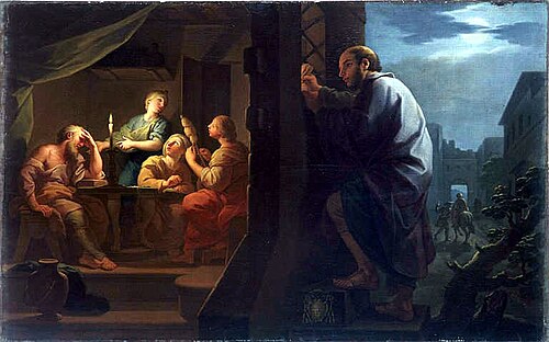 Saint Nicolas dote les trois jeunes filles pauvres, 1800, Daniel Sarrabat
