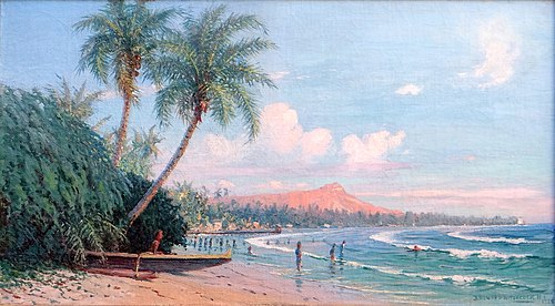 Waikiki Beach, Diamond Head, Oahu, 1928, David Howard Hitchcock