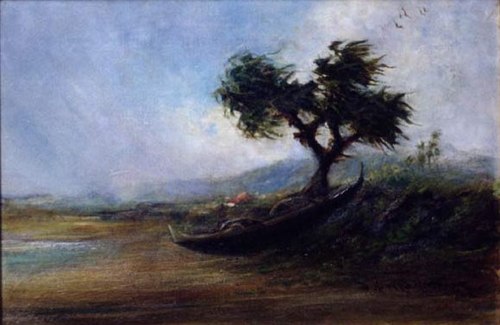 Beached Canoe, Squall Beyond, 1896, David Howard Hitchcock