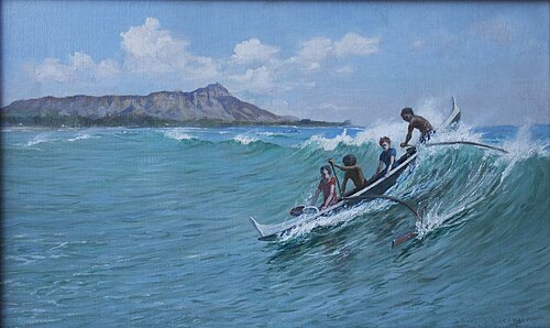 Canoe Surfing, Waikiki, , David Howard Hitchcock