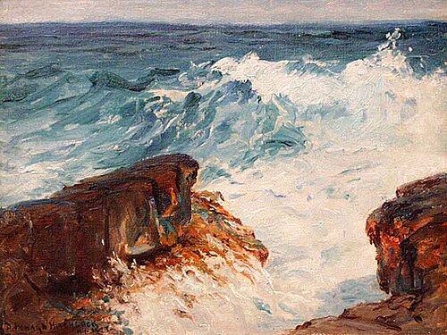 Washing Surf - Lava Rock, Puna Coast of Hawaii, 1923, D. Howard Hitchcock