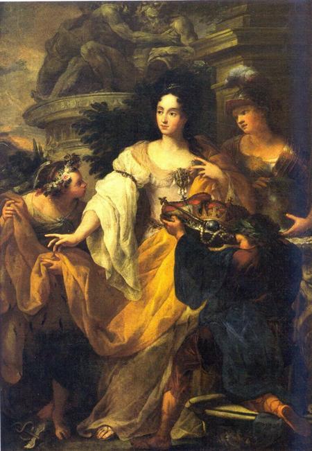 Minerva, Merkur und Plutus huldigen der Kurfürstin Anna Maria Luisa de’ Medici, 1706, Antonio Bellucci