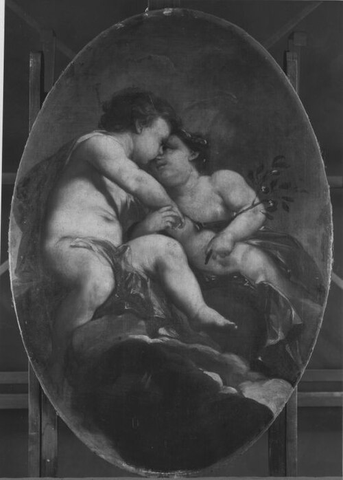 Zwei Genien auf Säulenschaft, 1690, Antonio Bellucci