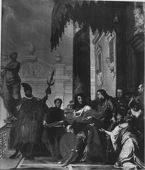 Kurfürst Johann Wilhelm übergibt den Kommandostab, 1690, Antonio Bellucci