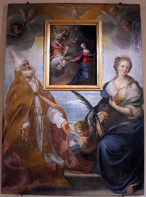 annunciazione tra i ss. prospero e caterina, , Agostino Veracini