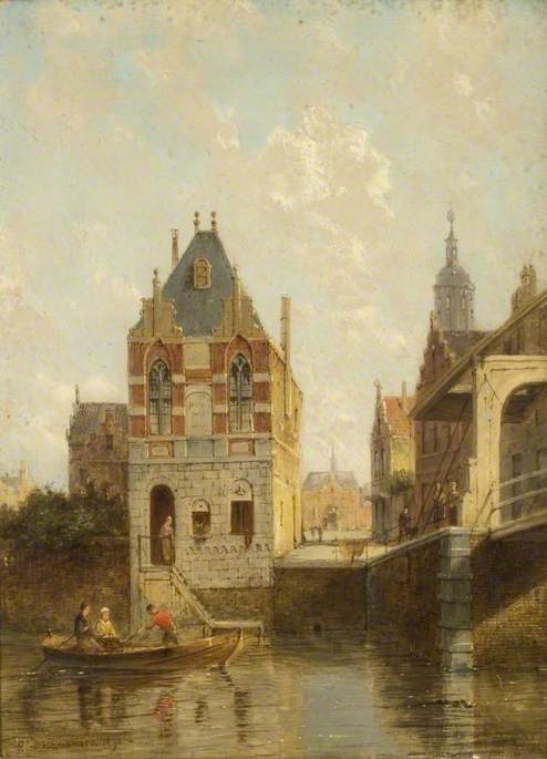 Dutch River Scene, 1891, Pieter Cornelis Dommersen