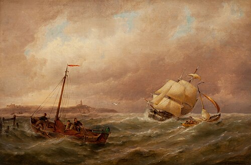Shipping in the Harbor, 1850, Pieter Cornelis Dommersen