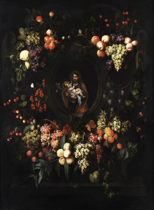 A Garland of Fruit around Saint Joseph with the Child Jesus, 1667, Frans van Everbroeck