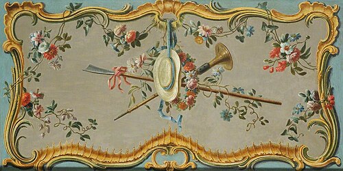 Decorative Overdoor with a Hat and Flowers, 1768, Dieudonné Deneux