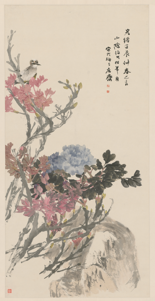 任颐牡丹白头图轴, , Ren Yi