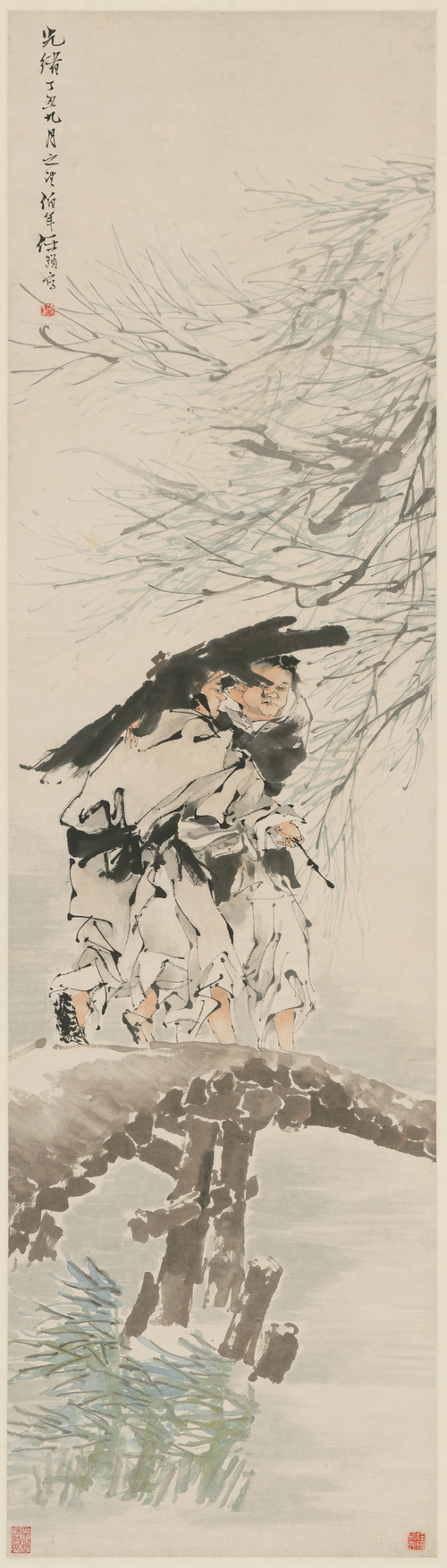 任颐风雨渡桥图轴, , Ren Yi