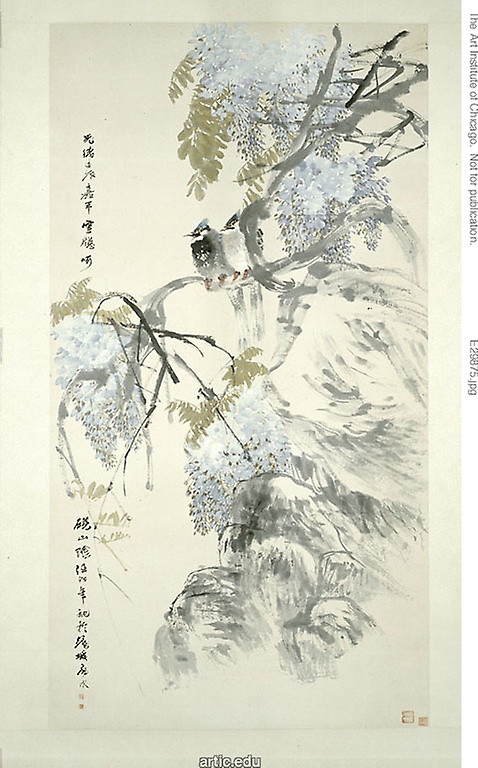 Paradise Flycatchers and Wisteria, 1892, Ren Yi