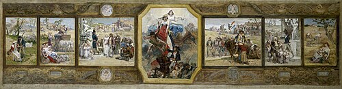 Esquisse pour la salle des mariages de la mairie du 19ème arrondissement de la Ville de Paris : le D, 1880, Diogene Ulyssee Napoleon Maill