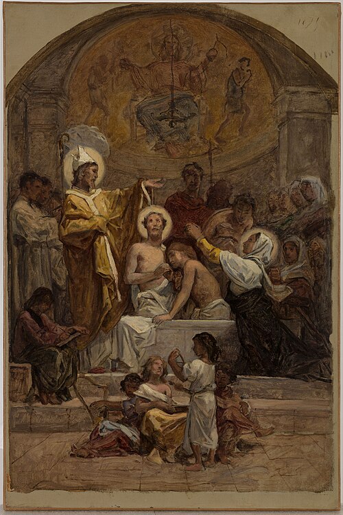 Esquisse pour l'église Saint-Augustin : Le Baptême de saint Augustin, 1870, Diogene Ulyssee Napoleon Maill