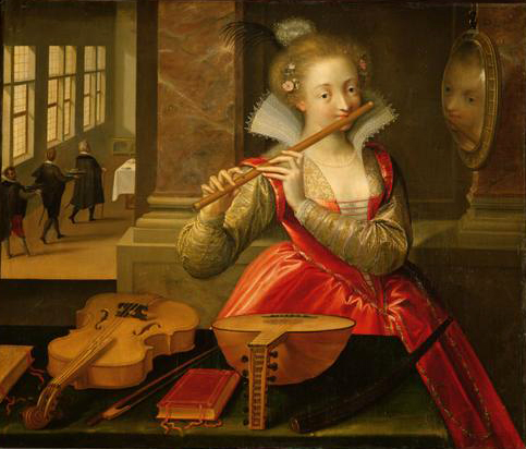 Flötenspielerin (Allegorie der Musik?), 1600, Dirk de Quade van Ravesteyn