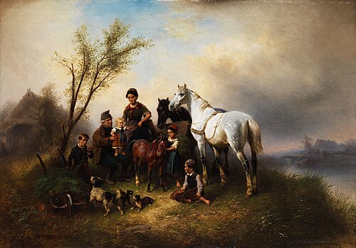 Bäuerliche Familie am Flussufer, 1882, Wilhelm Alexander Meyerheim