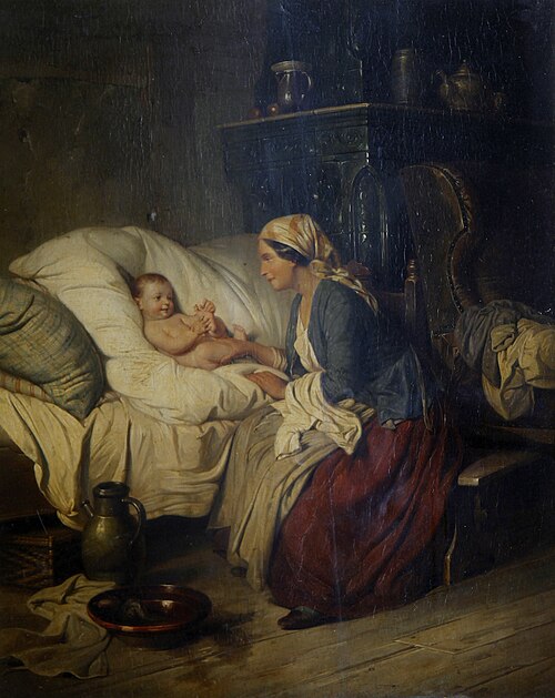 Mother and baby in an interior., 1882, Wilhelm Alexander Meyerheim