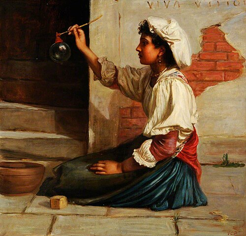 Girl Blowing Soap Bubbles, , Valentine Cameron Prinsep