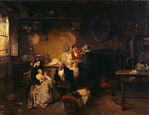 The visit to the Nurse, 1863, Domenico Induno