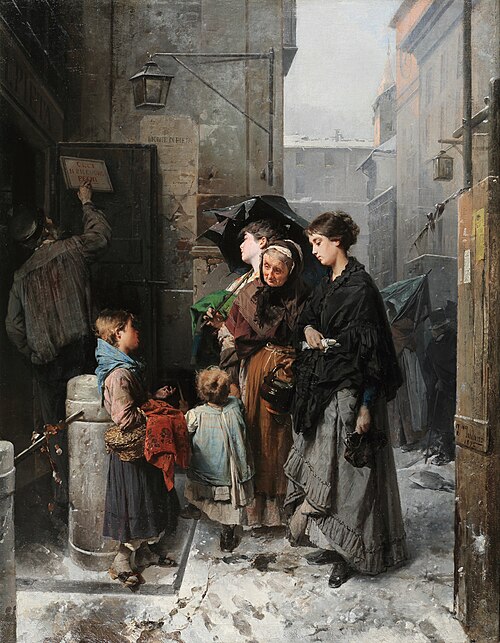 The Mount of piety in Milan, 1872, Domenico Induno